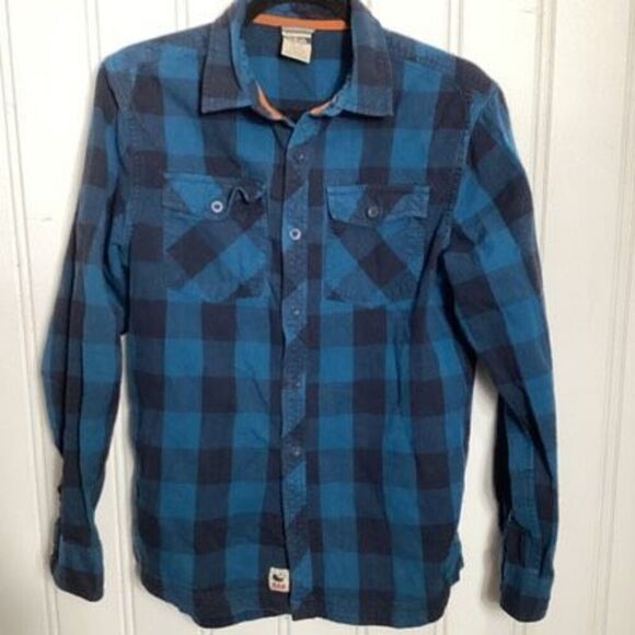 Rab Boundry Mens Flannel Button Down Shirt Sz M Blue - Picture 3 of 9